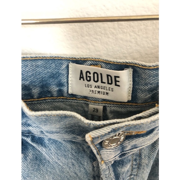 AGOLDE Parker Light Wash Distressed High-Waisted Shorts - Picture 4 of 7